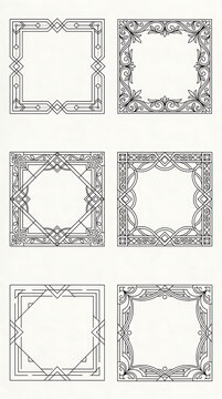 Set of decorative square frames and vintage borders Vector