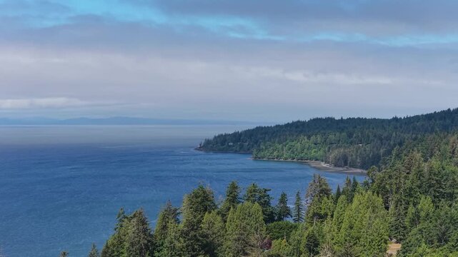 Majestic Vancouver Island Coastline: Evergreen Forests Meet the Pacific Ocean in British Columbia, Canada