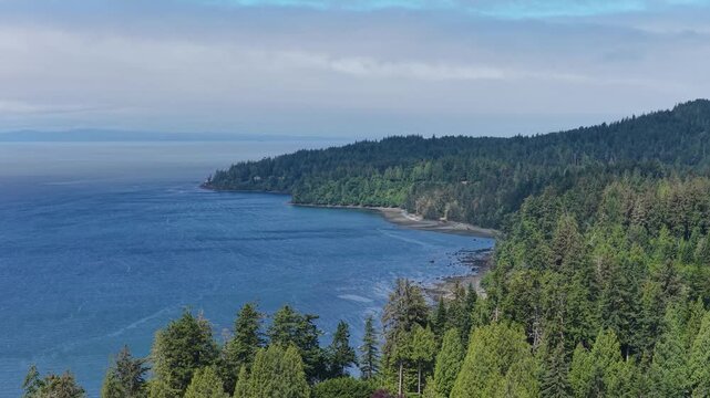 Aerial View of Vancouver Island's Pristine Coastline in British Columbia, Canada