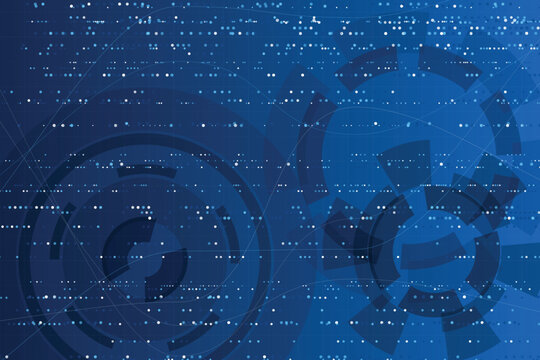 Abstract digital binary data forming encrypted globe and network nodes blue encryption