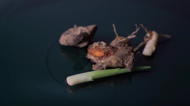 Raw Turmeric Root  Video Featuring Fresh Organic Rhizomes, Natural Ayurvedic Herb, Healthy Spice, and Traditional Indian Agriculture