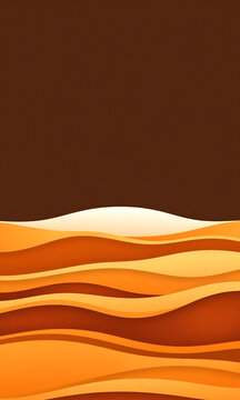 Abstract orange and brown paper cut wave pattern background for smartphone wallpaper design