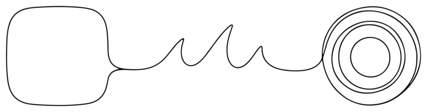 Abstract geometric box wave and concentric circles in continuous line art style