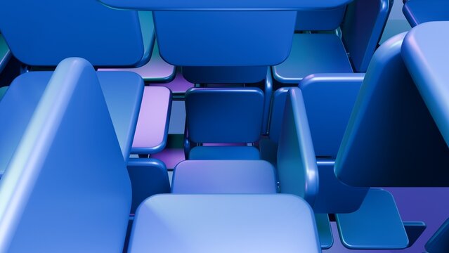 Abstract Blue 3D Cubes Close Up Geometry Blocks Technology Background For Digital Innovation