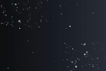Cosmic constellation network of bright white nodes and faint connecting lines dots © Solaiman77