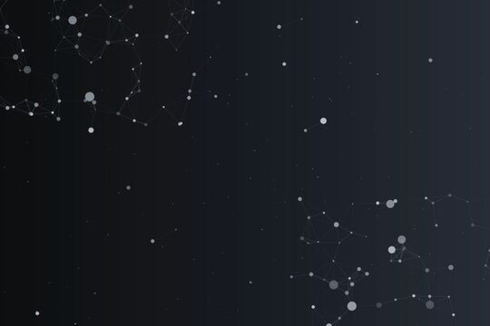 Cosmic constellation network of bright white nodes and faint connecting lines dots