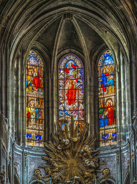 Altar Stained Glass Saint Merry Church Paris France