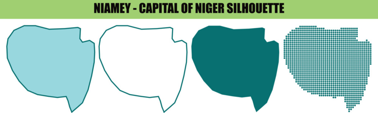 Niamay, Niger, city, silhouette, vector, icons, shapes, speech bubbles