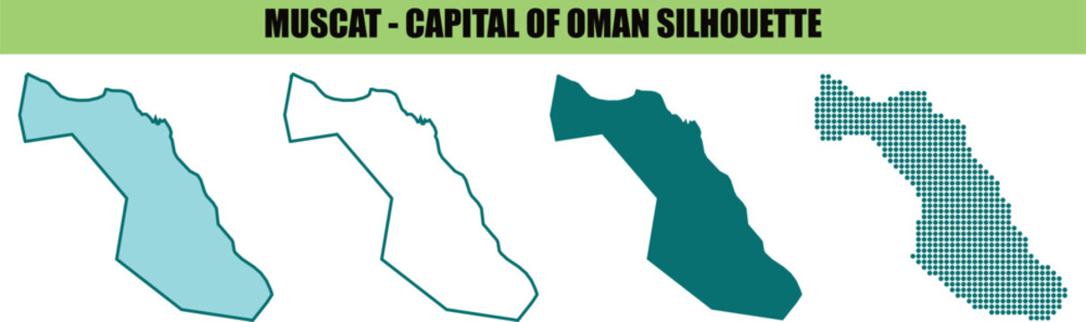 Oman Muscat silhouette, Muscat city skyline, Oman capital vector, city outline set