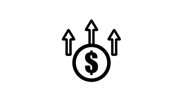 Money growth icon animation.Dollar sign with rising arrows financial success symbol concept.
