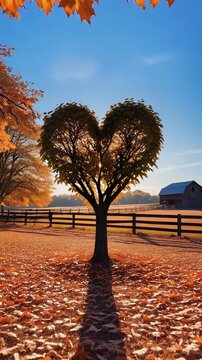 heart shaped tree, autumn fall