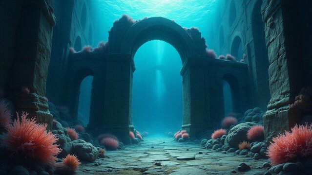 Ancient underwater kingdom wit