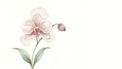 Obraz premium A delicate watercolor painting of a soft pink orchid flower isolated on a transparent background