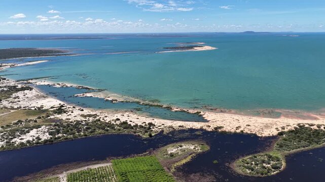Dunes Of Velho Chico In Casa Nova Bahia Brazil. Natural Freshwater Lagoon Nestled Between White Sand Dunes. Wildlife Eco Tourism. Rainforest Landscape. Casa Nova Bahia.