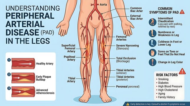 Understanding peripheral arterial disease (pad) in the legs with blood flow
