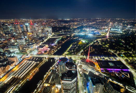 Melbourne skyline and skyscrappers from Skydeck building