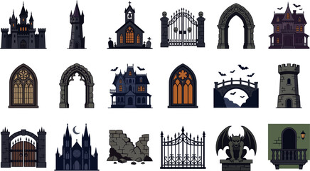 Halloween bundle spooky gothic architecture and decorations © MdLatifur