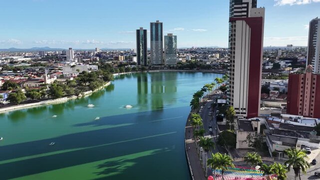 Campina Grande Skyline In Campina Grande Paraiba Brazil. Bird Eye View Of Stunning Iconic Recreational Park Of The City. Downtown Cityscape. Cities Of The World. Campina Grande Paraiba.