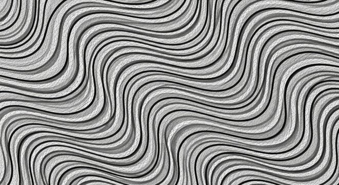 Abstract black and white wavy textured lines background