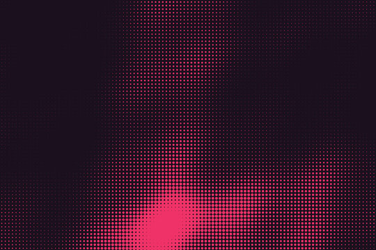 Abstract halftone gradient with intense red focal point black pixelated