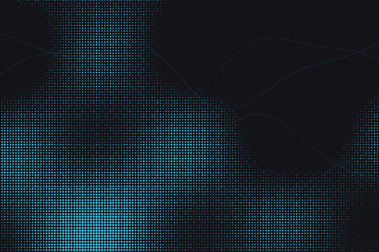 Abstract halftone grid with teal and black digital wave patterns