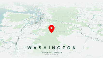 Modern minimalist vector map of Washington state. High-quality scalable illustration of Washington geographic boundaries, Pacific Northwest coastline networks for posters design. © AliRza