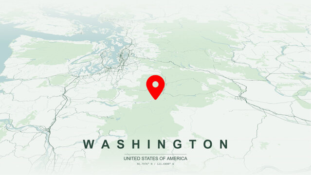 Modern minimalist vector map of Washington state. High-quality scalable illustration of Washington geographic boundaries, Pacific Northwest coastline networks for posters design.