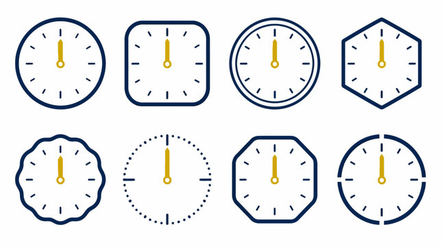 Minimalist clock face icons pointing to midnight or noon.