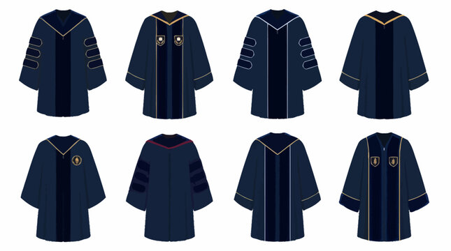 Dark blue academic graduation robes collection.