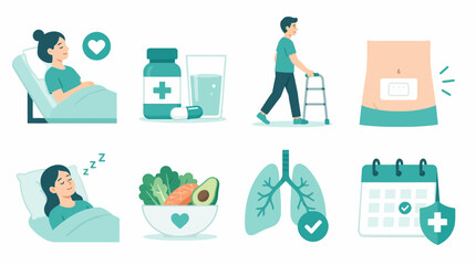 Healthy lifestyle icons for diet and medical recovery © Lintangbrisha