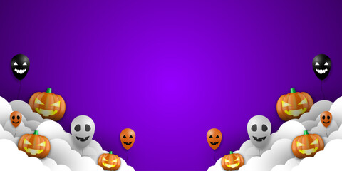 Fototapeta premium Halloween silhouette background vector illustration. Poster template design