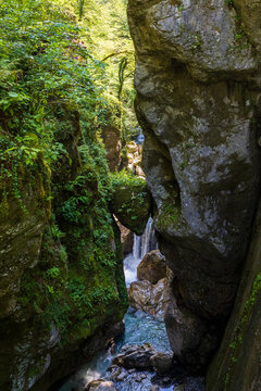 Suspended Rock in Tolmin Gorge, Slovenia