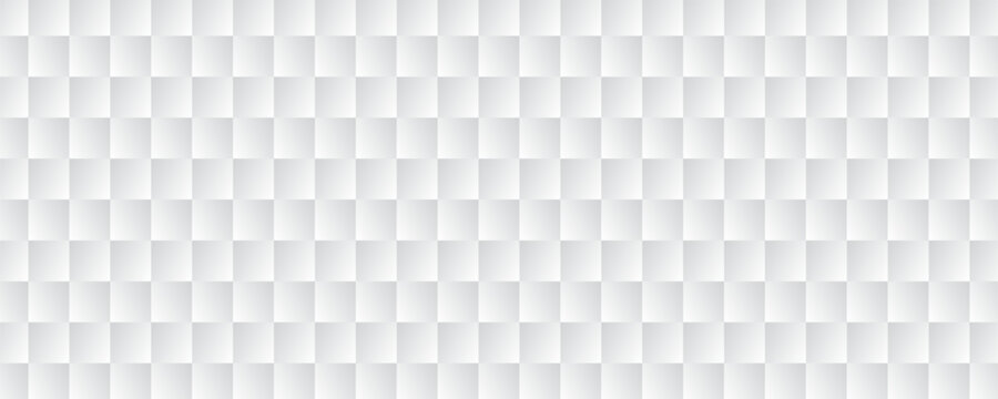 White tech geometric background. Abstract squared tile pattern texture. Light gray volume cube cover backdrop. Futuristic mosaic grid design wallpaper.