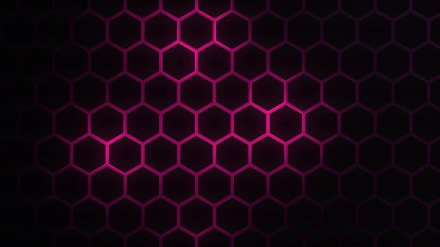 Red glowing hexagon honeycomb pattern technology background loop