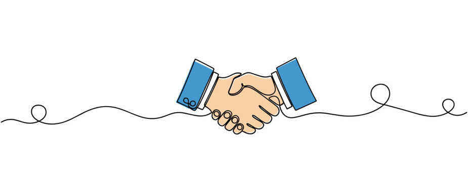 Business handshake between partners over continuous line background. no editable strokes