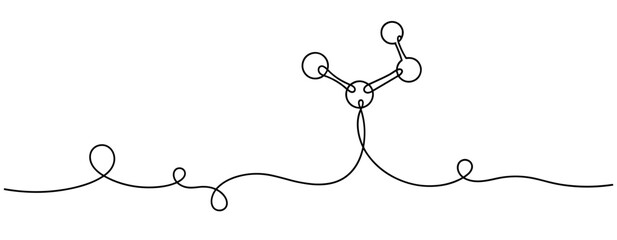 Obraz premium Molecule structure on continuous line illustration. no editable strokes