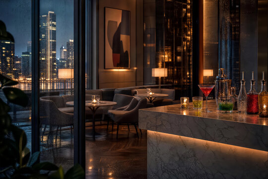 Rooftop Lounge Sunset Photographed In Bright Commercial With Wide Editorial Composition