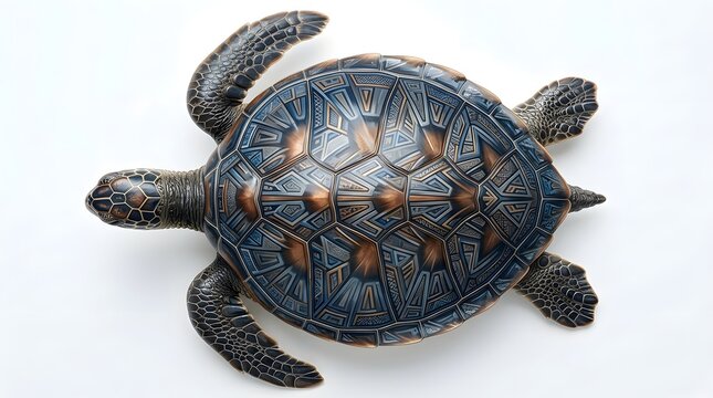 Intricate patterned turtle shell texture on a white background detailed animal carapace