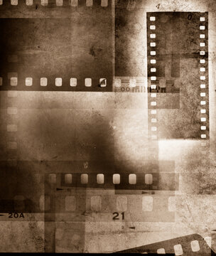 Film negatives brown background