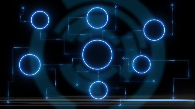 Business, Technology, Internet and network concept. Automation Software Technology Process System. neon tool box 4k motion video. isolated on black background.