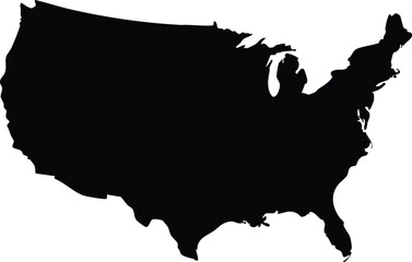 Solid black silhouette map of the united states of america, isolated © JANNATUL FERDOUSH