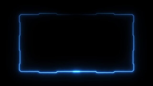 Futuristic digital HUD cyber frame technology for video overlay templates.Digital HUD futuristic motion graphic element cyber generated background. security hologram frame border 4k background.