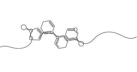 Obraz premium Chemical structure of a complex organic molecule with benzene rings. no editable stroke