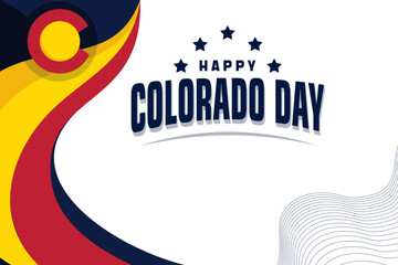 Happy Colorado Day Banner with Colorado Flag Inspired Abstract Waves and Modern Typography © zaki