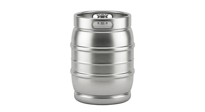 Shiny stainless steel beer keg isolated on a white background