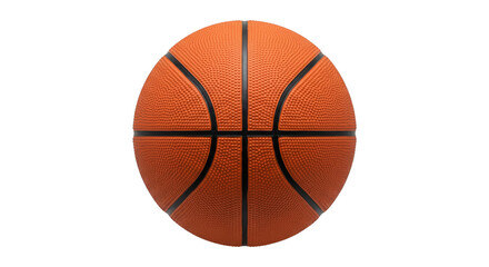 Obraz premium Close-up studio shot of a textured orange basketball with black lines on a white background