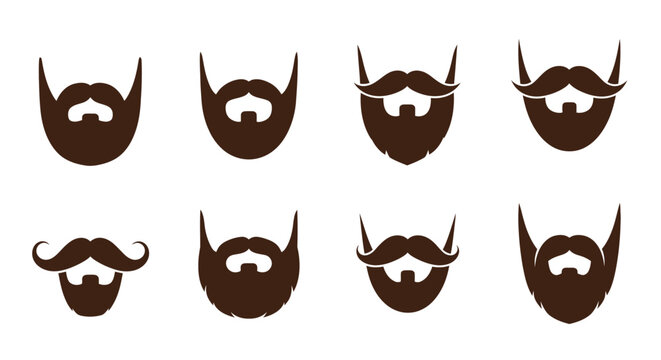 Black bearded man face icon styles collection