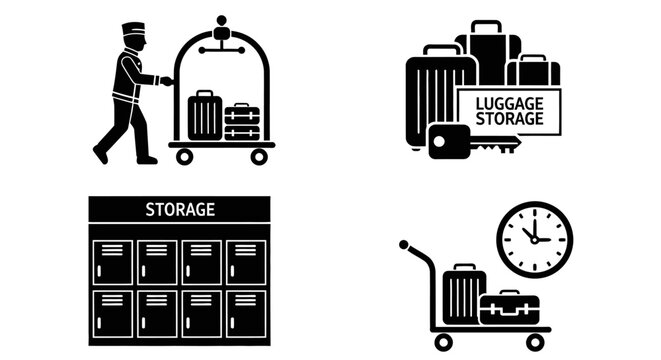 Hotel luggage storage and bellboy services illustration