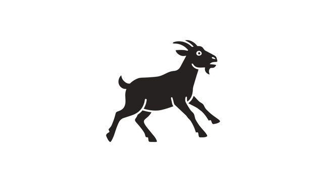Black silhouette of a running goat.