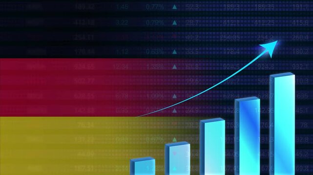 Germany economy growth concept background.German stock exchange.Germany flag with stock market graph and bar